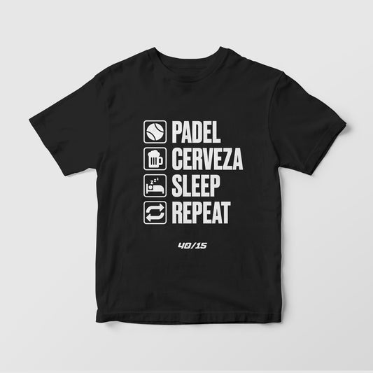 Camiseta "PÁDEL, CERVEZA, SLEEP, REPEAT"